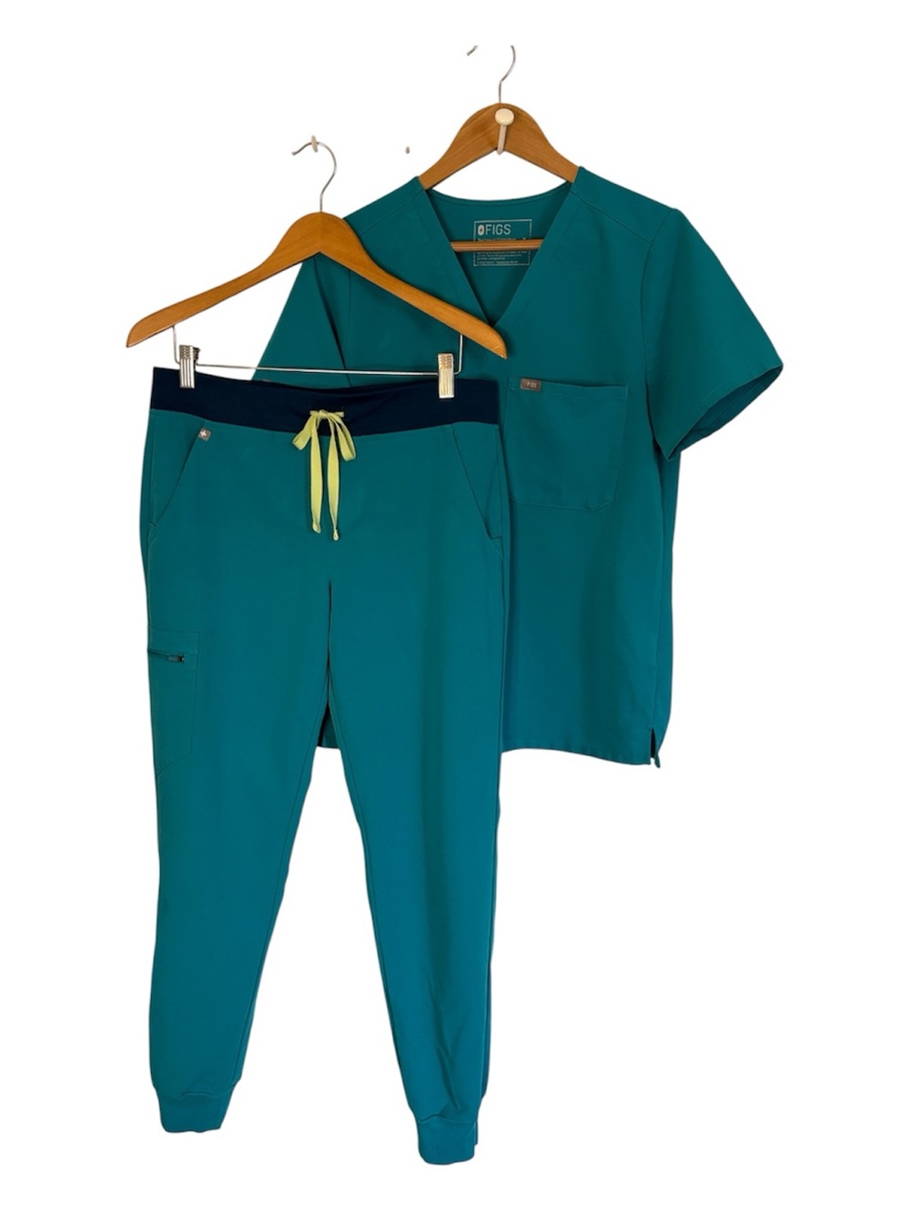 Figs Teal Scrub Set Catarina Top Zamora Bottoms Size Medium